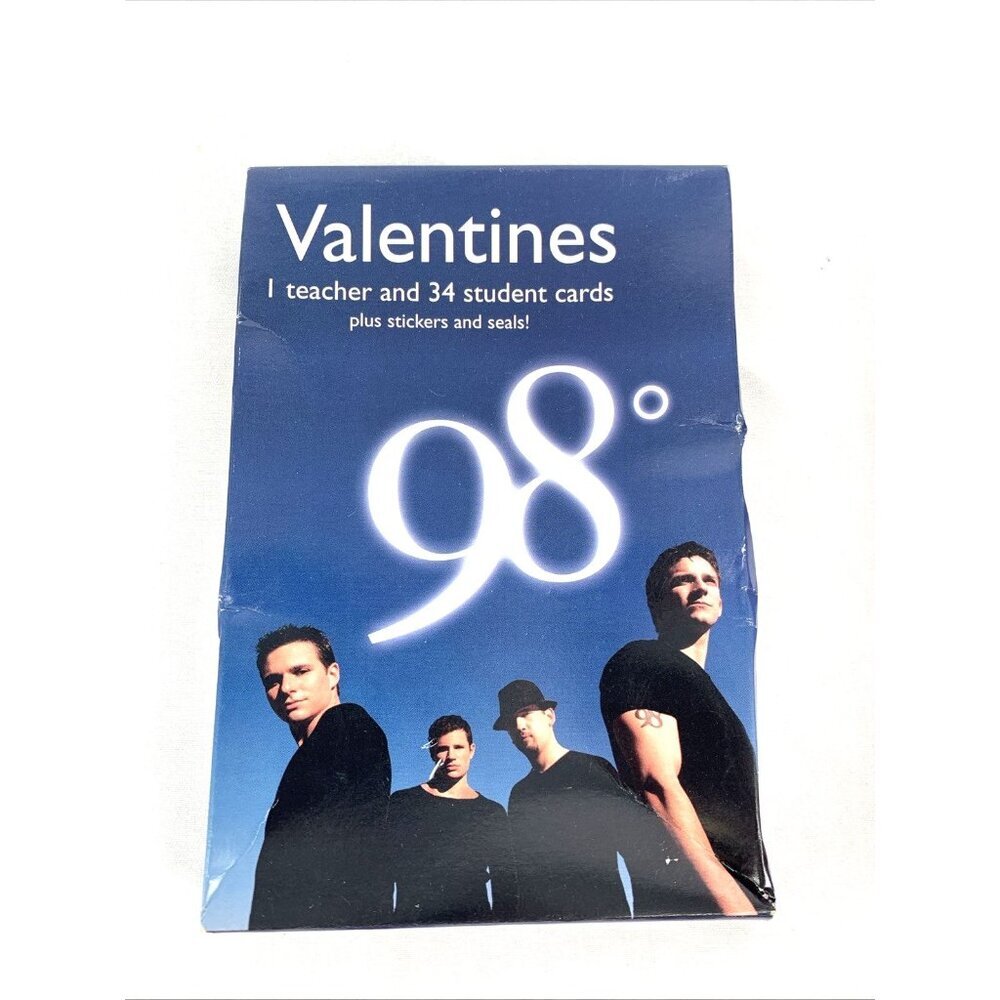 98 Degrees Valentines Cards 2001 34 Student Cards Stickers NOS Vtg - Picture 1 of 6